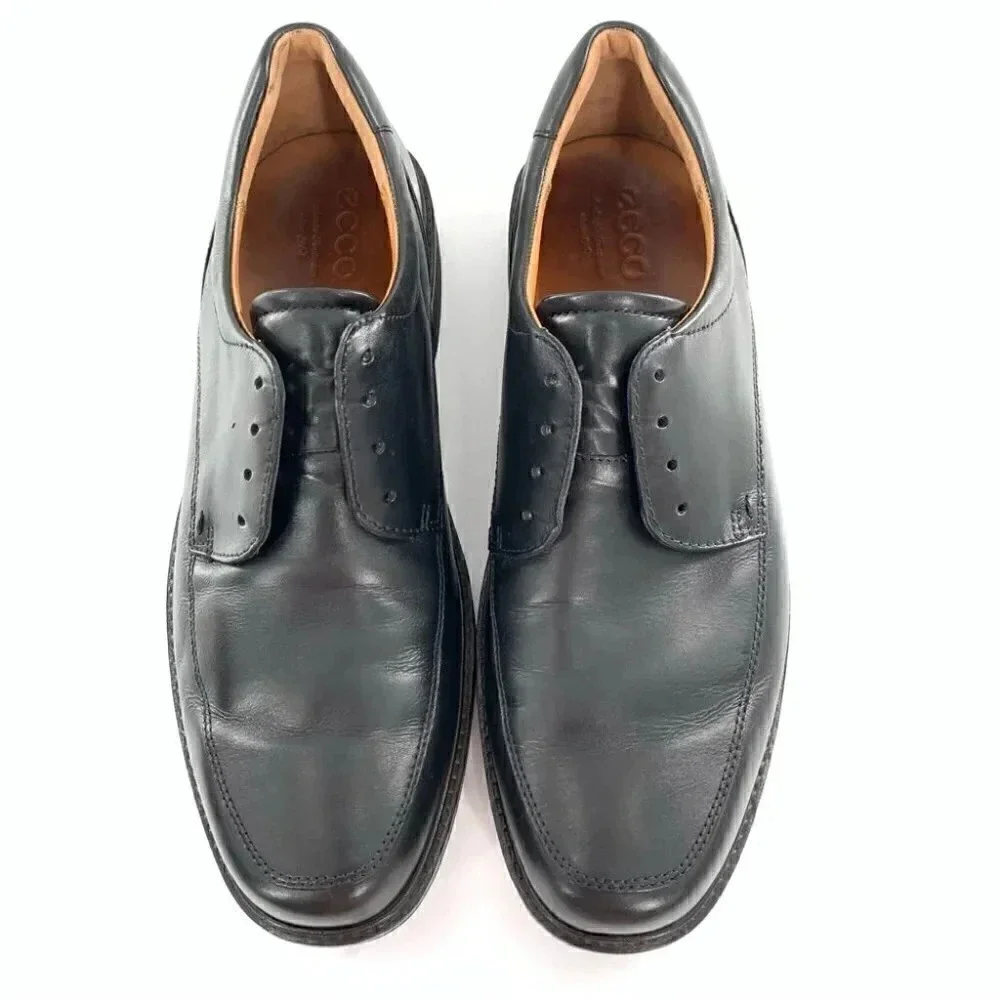 Ecco Mens lace up oxfords size 44 10-10.5 black leather comfort orthopedic